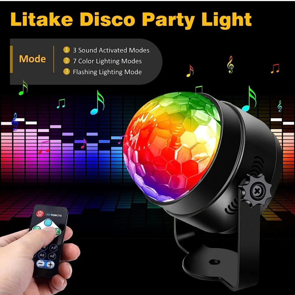 Strobe Lights for Parties,Sound Activated Disco Ball Lights with Remote,2 Packs